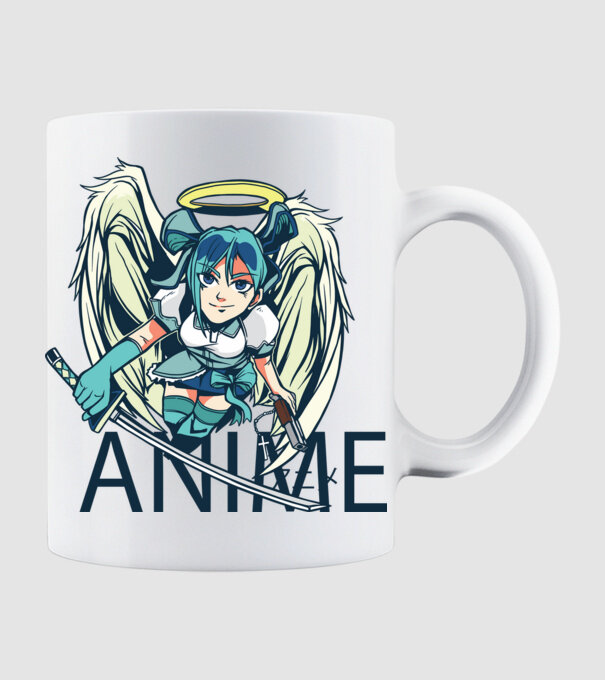 Anime fată cu sabie model alb pe tricou