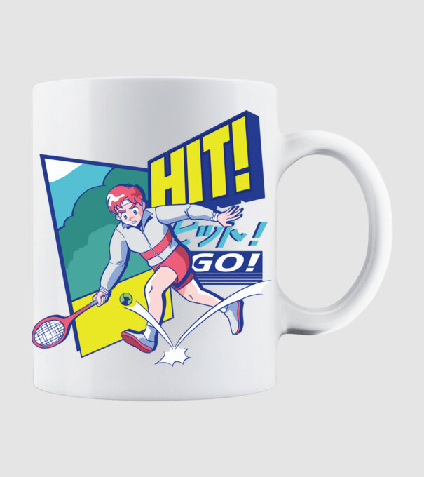 Anime Jucător de tenis băiat model alb pe tricou