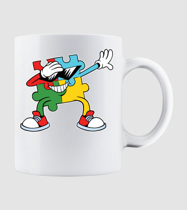 Autist DAB Puzzle model alb pe tricou