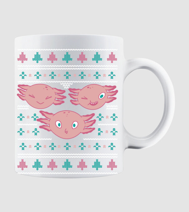 Pulover urât Axolotl model alb pe tricou