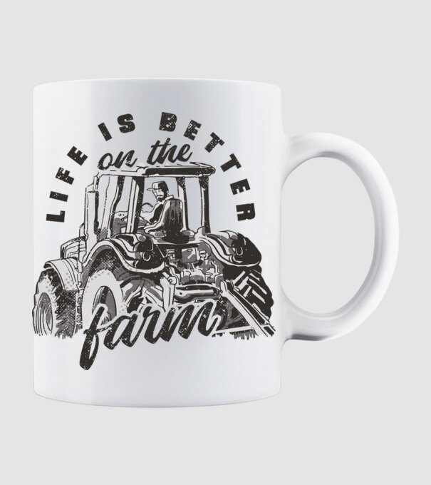 Viața este mai bună la fermă cu tractor model alb pe tricou