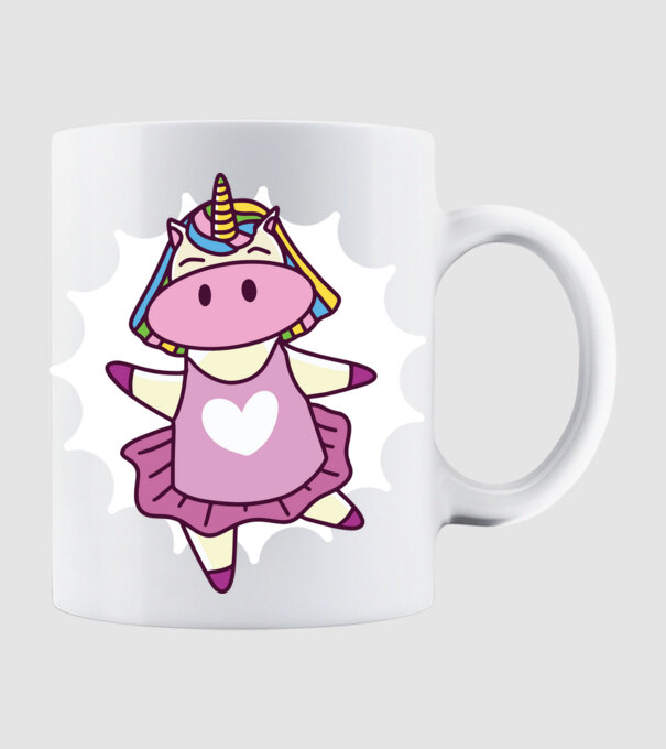 Unicorn dansator de balet model alb pe tricou