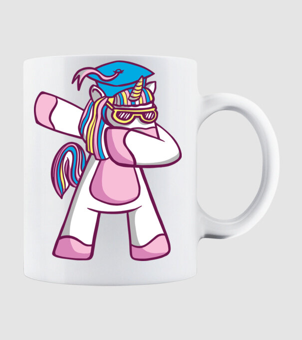 Unicorn Absolvent DAB model alb pe tricou