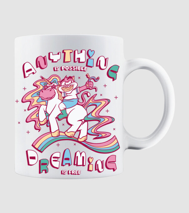 Orice este posibil Unicorn model alb pe tricou