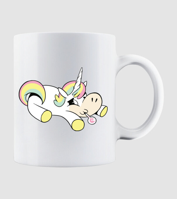 Unicorn bolnav model alb pe tricou