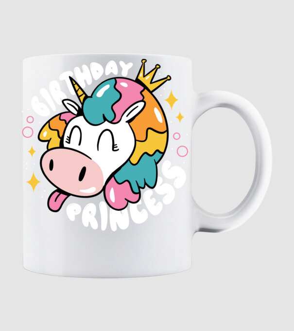 Birthday Princess Unicorn model alb pe tricou