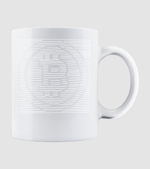 Linii 3d Bitcoin model alb pe tricou
