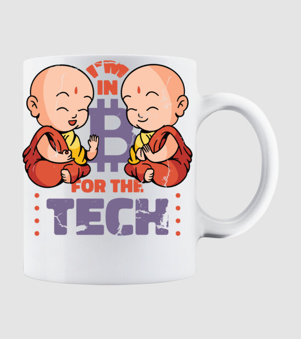 Călugări Buddha Bitcoin model alb pe tricou
