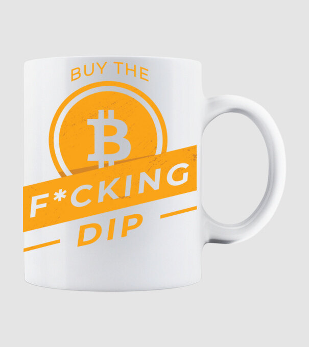 Bitcoin - Buy the fucking dip model alb pe tricou