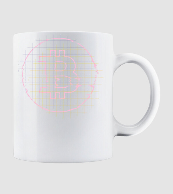 Bitcoin Glitch model alb pe tricou