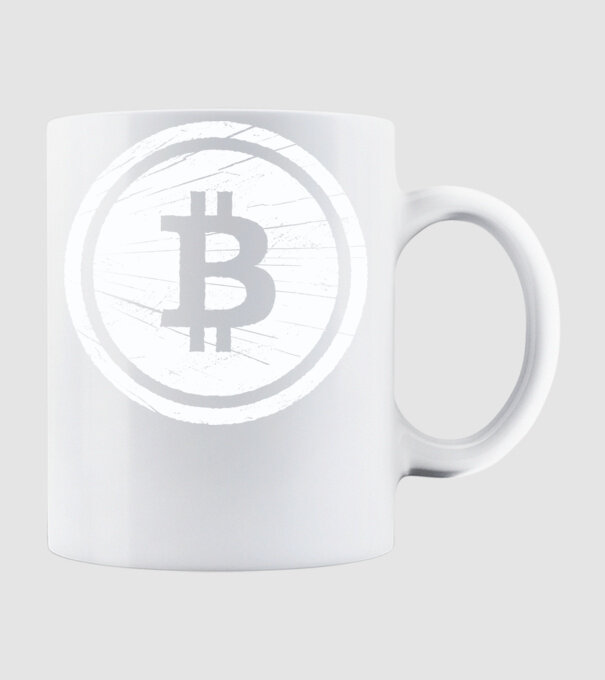 Bitcoin logo model alb pe tricou