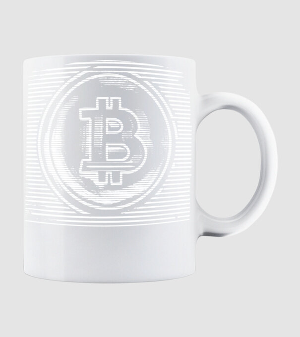 Bitcoin logo model alb pe tricou