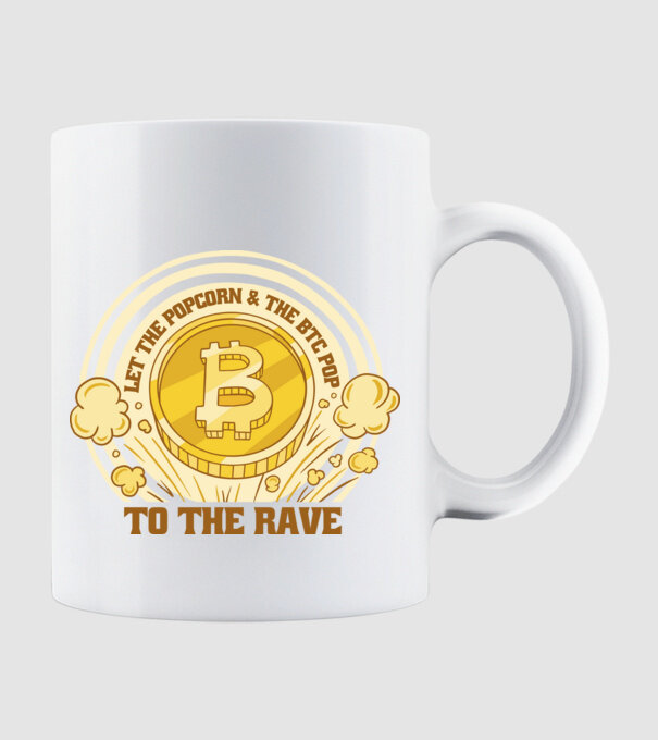 Bitcoin to the Rave model alb pe tricou