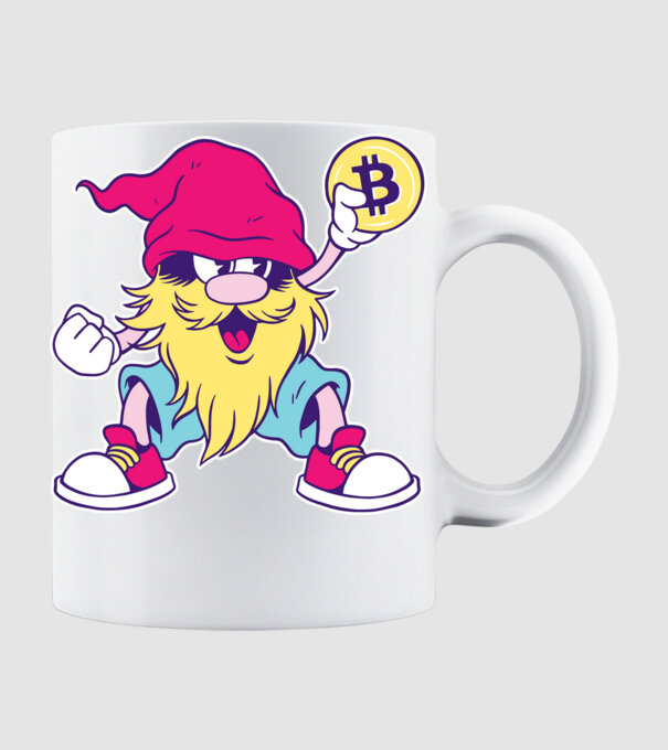 Pitic Bitcoin model alb pe tricou
