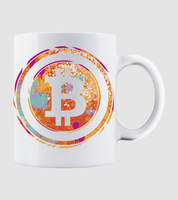 Bitcoin Watercolor model alb pe tricou