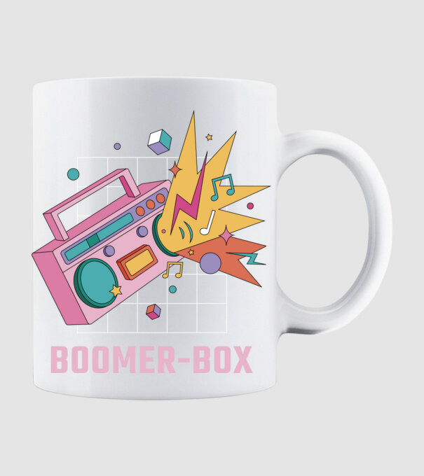 Boomer Box Magnetofon Retro model alb pe tricou