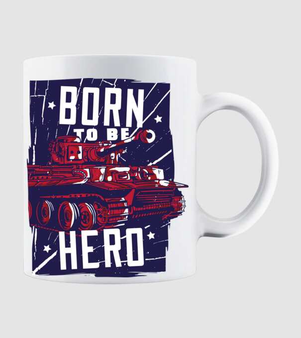 Born To be A Hero cu tanc model alb pe tricou