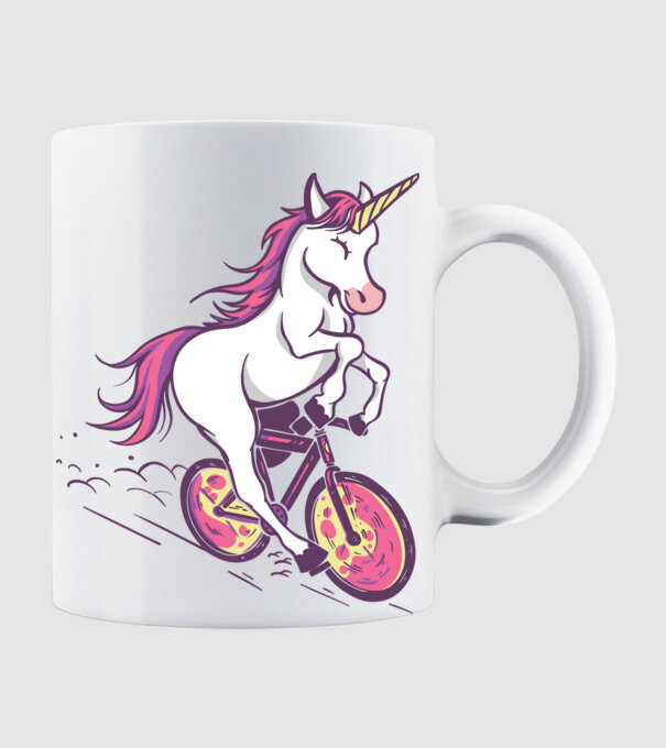 unicorn cu bicicletă model alb pe tricou