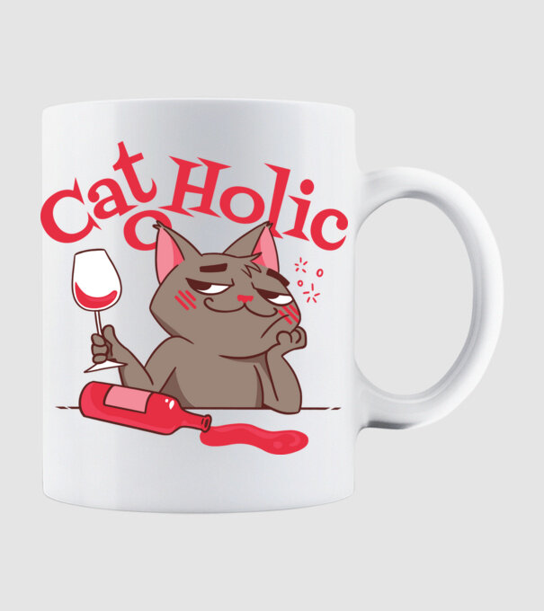 Catoholic - iubitor de pisici model alb pe tricou