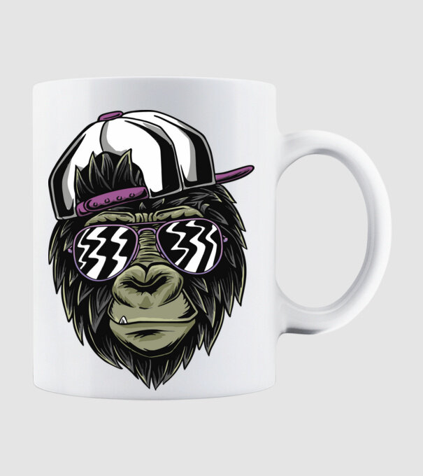 Cool Monkey model alb pe tricou