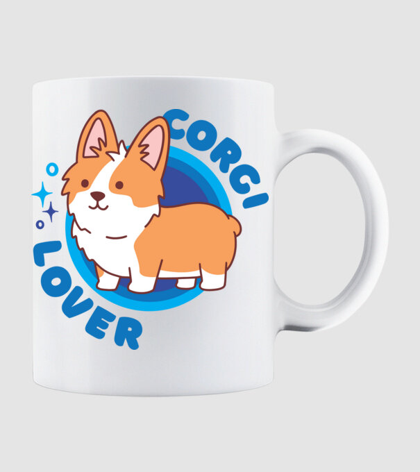 Corgi Lover model alb pe tricou