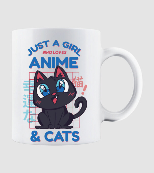 Doar o fată căreia îi place Anime și Pisicile model alb pe tricou