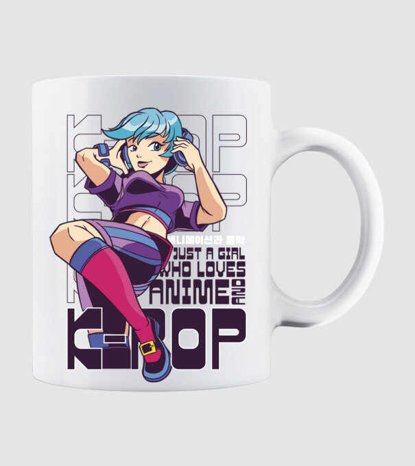 Doar o fată căreia îi place Anime și K-Pop model alb pe tricou