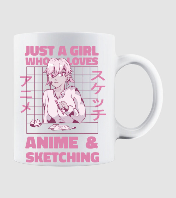 Doar o fată căreia îi place Anime și desenul model alb pe tricou