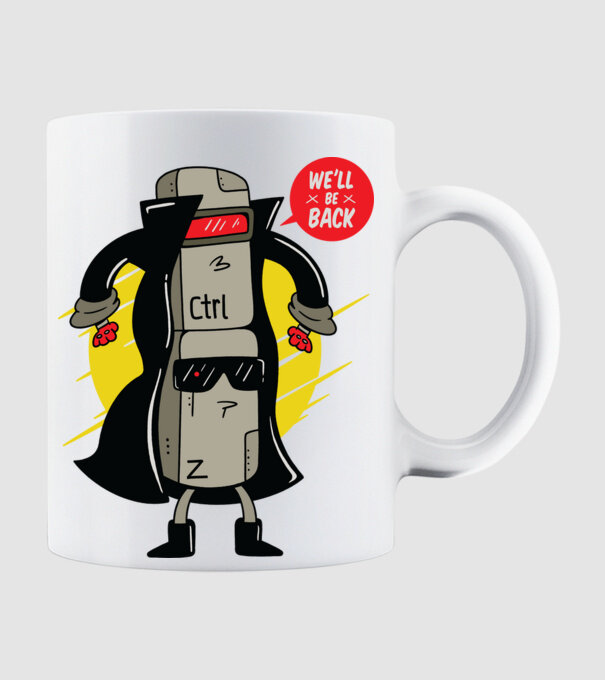 Ctrl Z Terminator Parodie model alb pe tricou