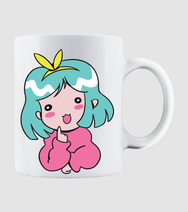 Fetiță drăguță Anime model alb pe tricou