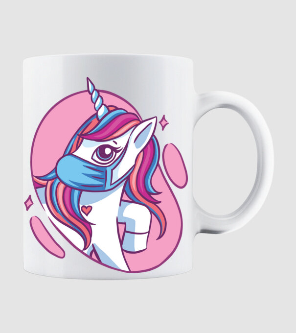 Unicorn drăguț cu mască model alb pe tricou