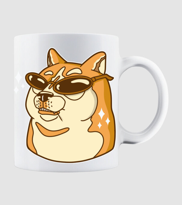 Doge Coin model alb pe tricou