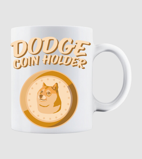 Doge Coin Holder model alb pe tricou