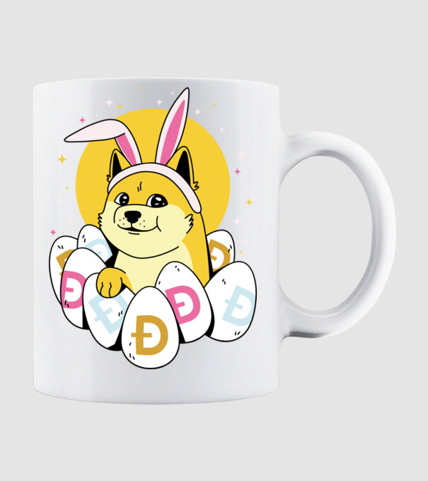 Dogecoin Paște model alb pe tricou