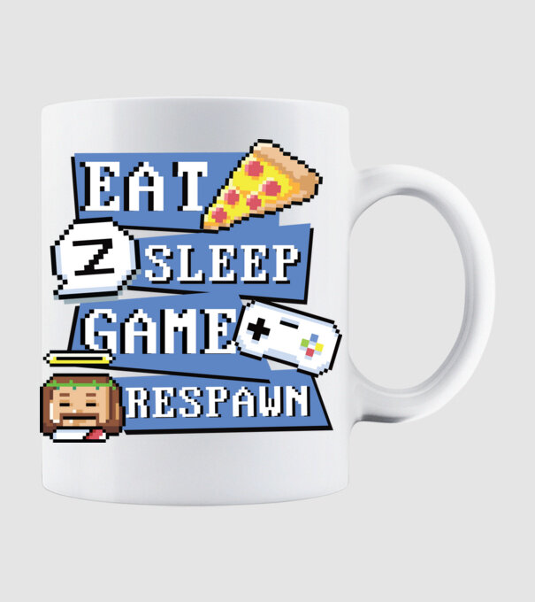 Eat, Sleep, Game respawn model alb pe tricou