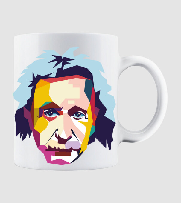 Einstein abstract model alb pe tricou