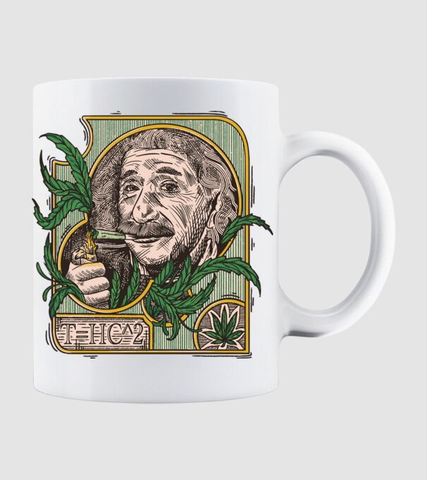 Einstein Marijuana THC model alb pe tricou