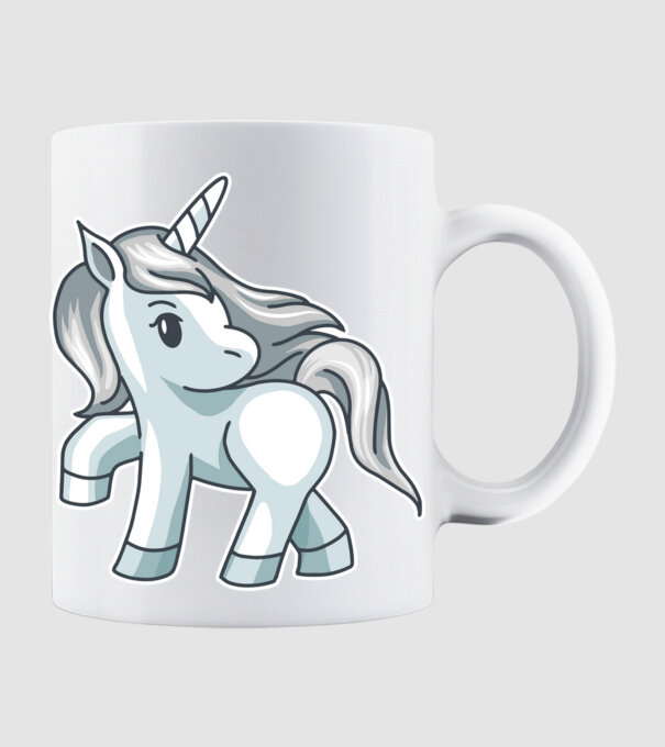 Unicorn de argint model alb pe tricou