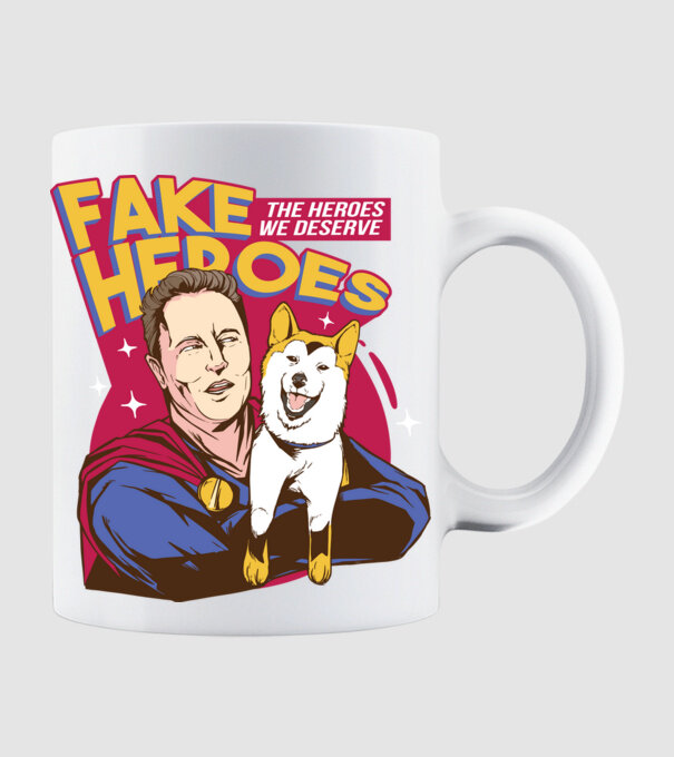Fake Hero Elon Musk model alb pe tricou