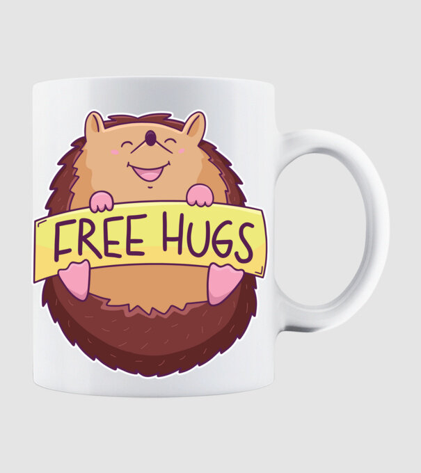 Free Hugs Arici model alb pe tricou