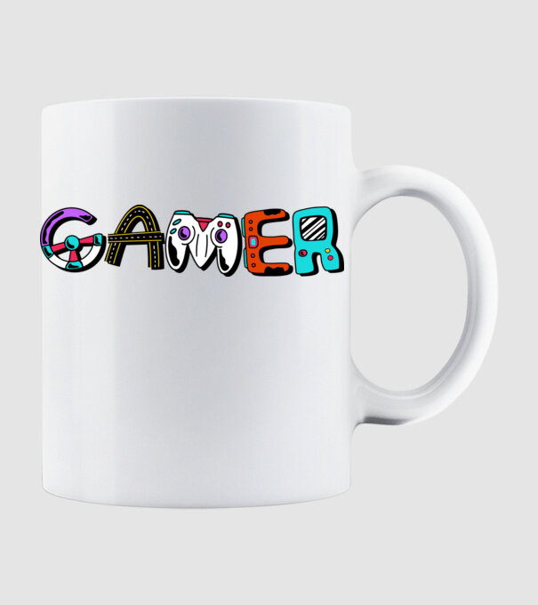 Inscripție Gamer model alb pe tricou