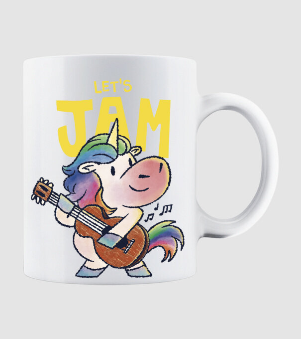Unicorn cu chitara model alb pe tricou