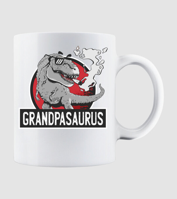 Grandpasaurus T-rex model alb pe tricou