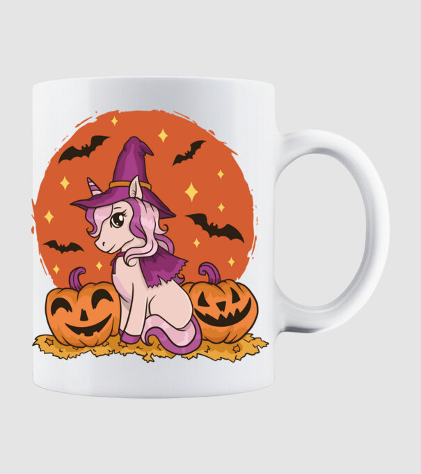 Unicorn Halloween model alb pe tricou