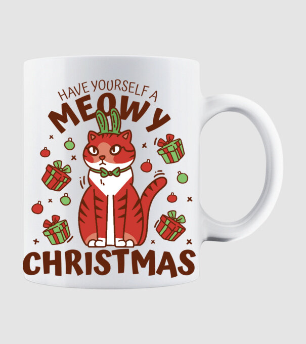 Have yourself a Meowy Christmas - Cicás Karácsony model alb pe tricou