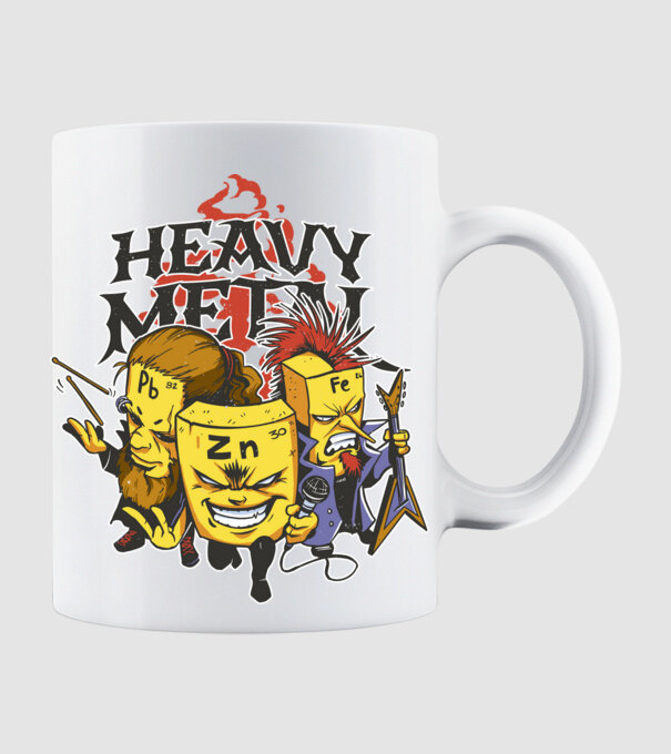 Elemente Heavy Metal model alb pe tricou