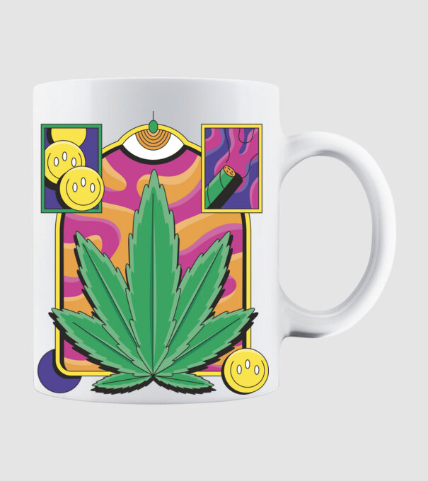 Hippy Cannabis model alb pe tricou
