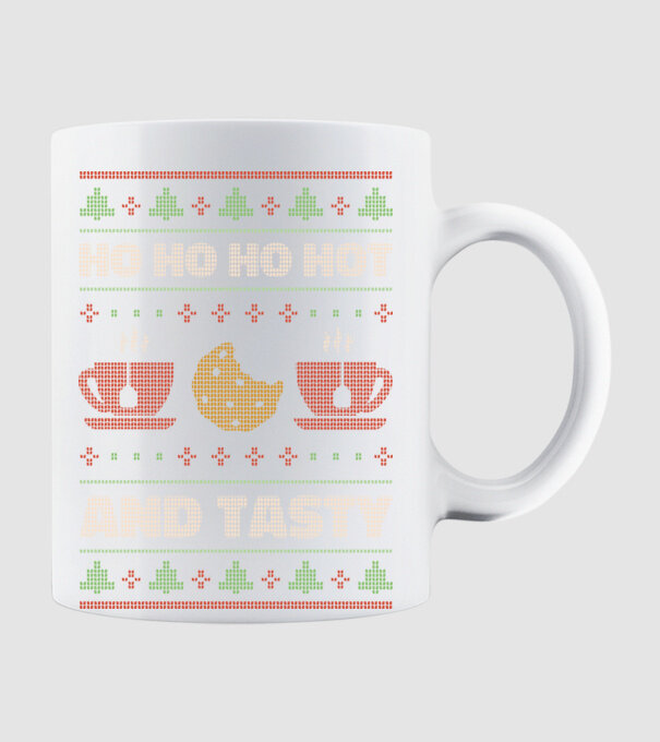 Ho Ho Ho Hot and Tasty Pulovăr urât model alb pe tricou