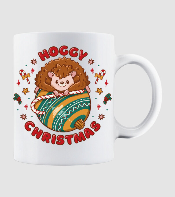 Hoggy Christmas Crăciun cu Arici model alb pe tricou