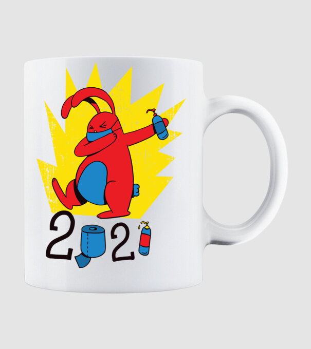 Paște 2021 - Iepuraș cu mască model alb pe tricou